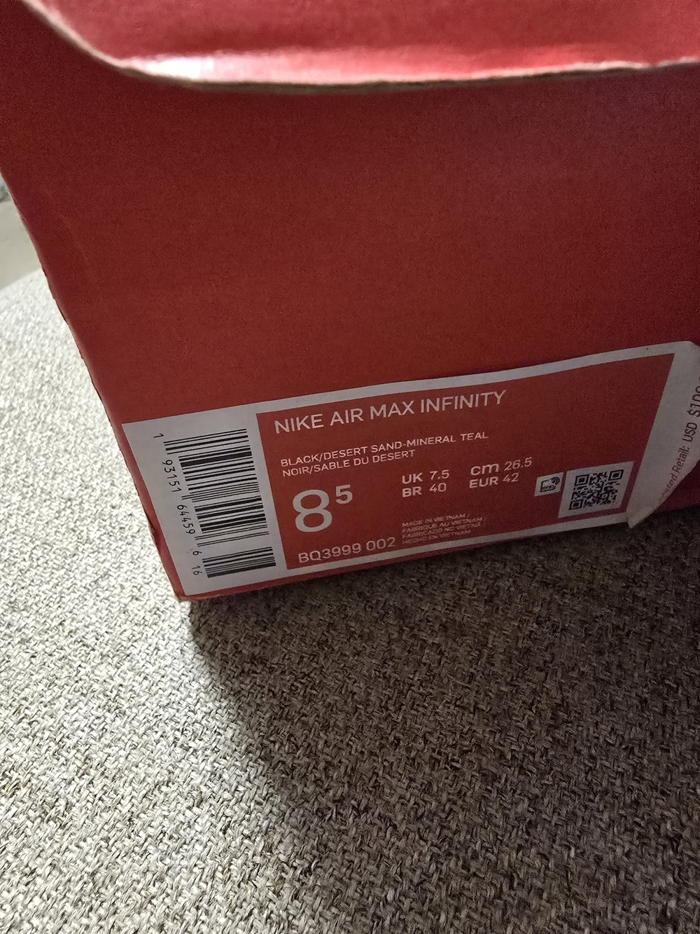 Label on Shoe Box